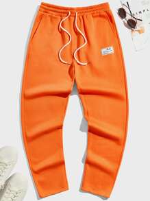 Manfinity RebelGame 男士字母補丁細節腰部抽繩衛褲 - 橘色 - 查看 2