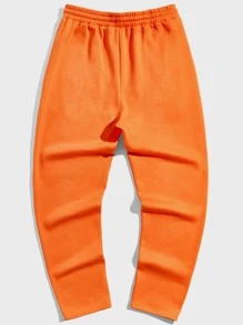 Manfinity RebelGame 男士字母補丁細節腰部抽繩衛褲 - 橘色 - 查看 4