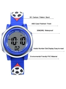 JNEW Kids Soccer Strap Round Electronic Watch - Blue - View 5