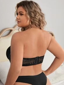 Plus Lace Strapless Bralet - Black - View 2