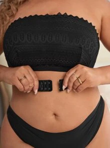 Plus Lace Strapless Bralet - Black - View 3