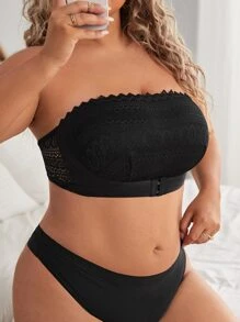 Plus Lace Strapless Bralet - Black - View 4