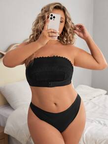 Plus Lace Strapless Bralet - Black - View 6