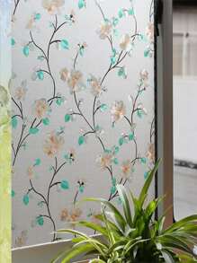 1卷PVC裝飾膜花卉圖案窗戶貼紙 - 彩色 - 查看 2