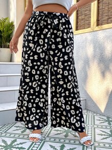 SHEIN Clasi Quần Plus Size Thắt lưng Túi In hoa Báo Giải trí - Đen và trắng - Xem 6