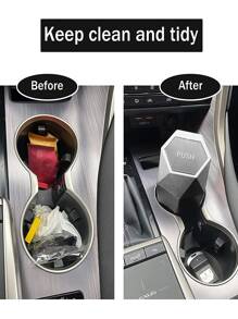 1pc Multifunctional Car Trash Can - Silver - View 5