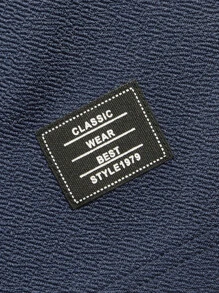 EASEVO 男士狼印花T恤和腰部抽繩短褲 - 藏蓝色 - 查看 3