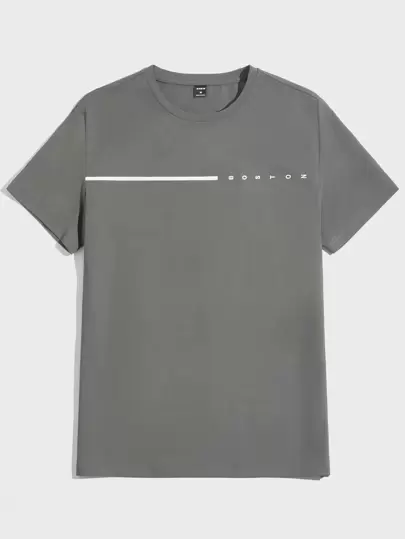 Manfinity VCAY Hombres Camiseta con estampado de letra