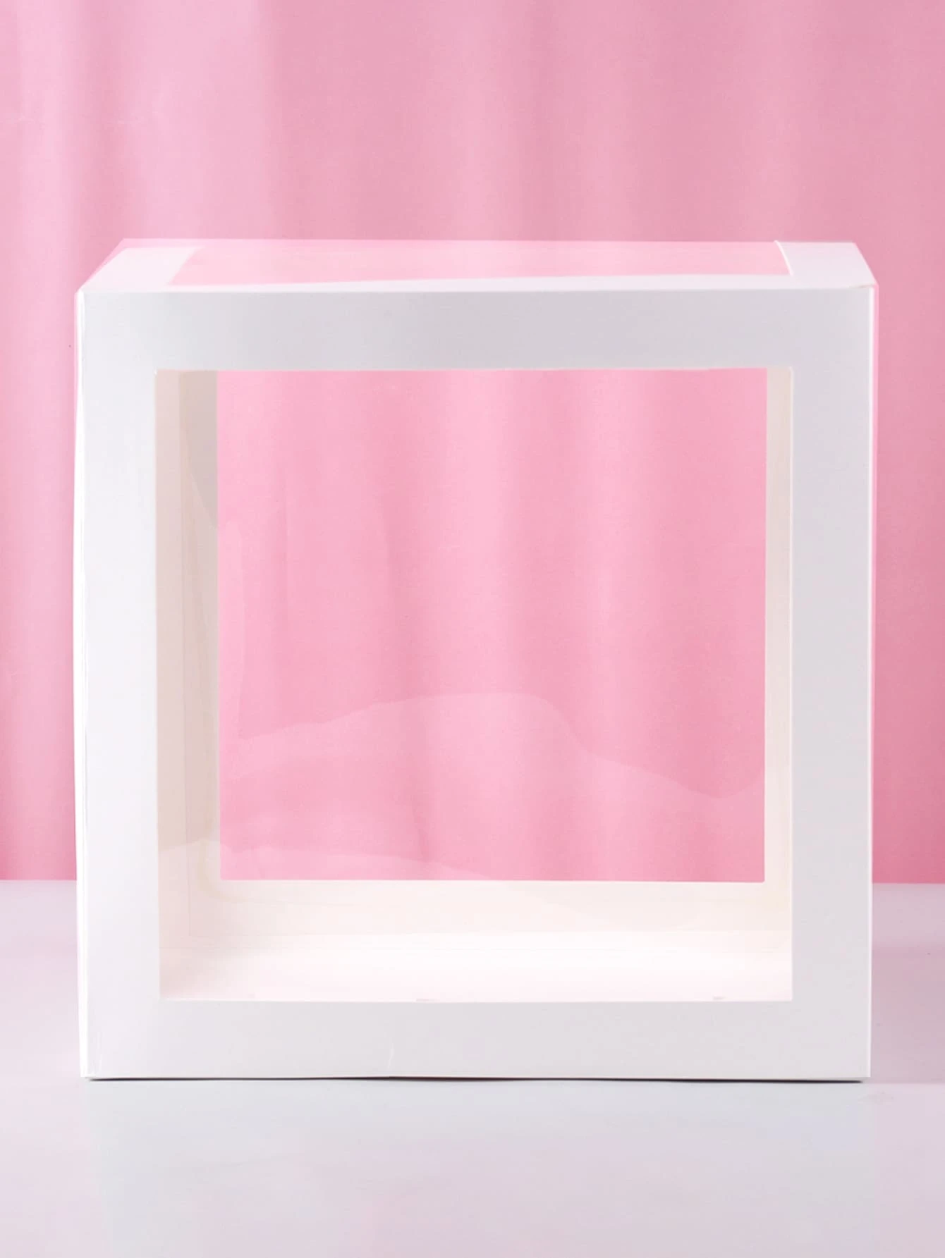 1pc 25cm Paper Balloon Box, Minimalist Transparent Square Party Decoration Gift Box For Party - White - View 1