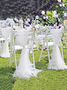 1 trang trí ghế 10m, đai ghế màu trắng lãng mạn cho tiệc cưới - trắng - Xem 1