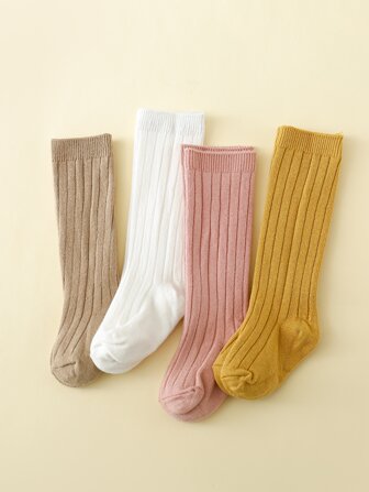 4對嬰兒素色襪子