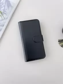 1入組PU皮革可折疊手機殼帶插卡槽 - 黑色 - 查看 2