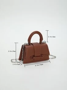 Chicas Bolsa cuadrada con cadena con tira asa superior - Marrón - Ver 3