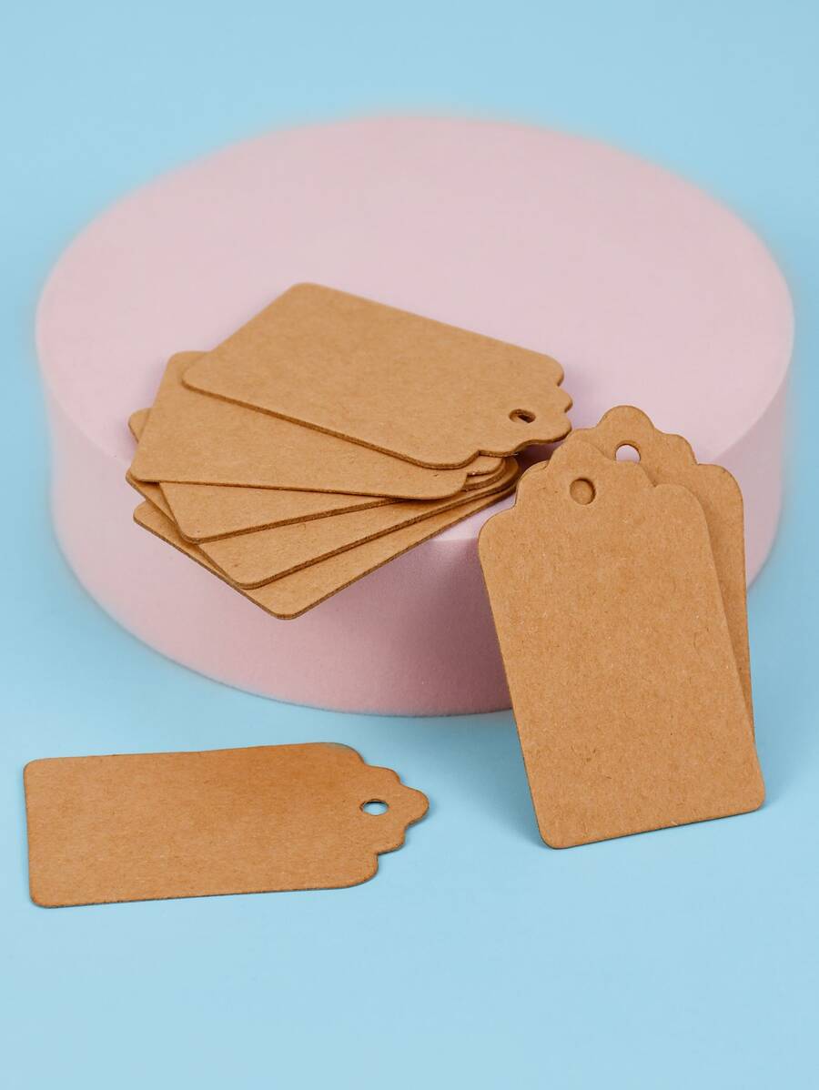 200入組空白禮品標籤——手寫,diy牛皮紙卡片 - 卡其色 - 查看 1