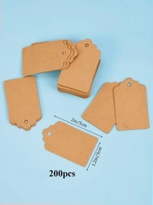 200入組空白禮品標籤——手寫,diy牛皮紙卡片 - 卡其色 - 查看 2