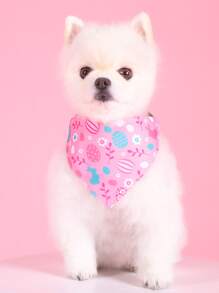 Supet 1pc Fabric Egg & Rabbit Pattern With Collar Pet Bandana For Cat And Dog For Easter Day - Pink - View 7