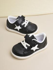 Boys Star Pattern Hook-and-loop Fastener Skate Shoes - Black - View 1