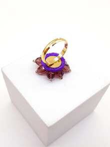 1入組時尚串珠花朵裝飾戒指適用於女士日常裝飾 - 彩色 - 查看 2