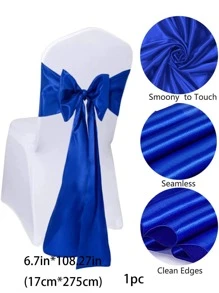 1入組緞面蝴蝶結設計椅子裝飾 - 寶藍色 - 查看 5