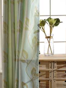 植物刺繡單片遮光窗簾適用於臥室和客廳現代滌綸單片窗簾四季皆宜 - 藍色 - 查看 5