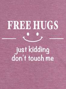 INAWLY Khẩu hiệu & Áo thun họa tiết hoạt hình ÔM MIỄN PHÍ Chỉ đùa thôi Đừng chạm vào tôi Áo thun họa tiết Áo nữ - Bụi hồng - Xem 6