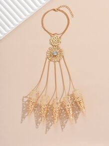 1pc Fashionable Rhinestone Decor Hollow Out Mitten Bracelet For Women For Daily Decoration - Yellow Gold - View 3
