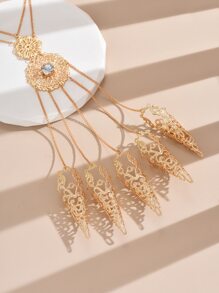 1pc Fashionable Rhinestone Decor Hollow Out Mitten Bracelet For Women For Daily Decoration - Yellow Gold - View 4