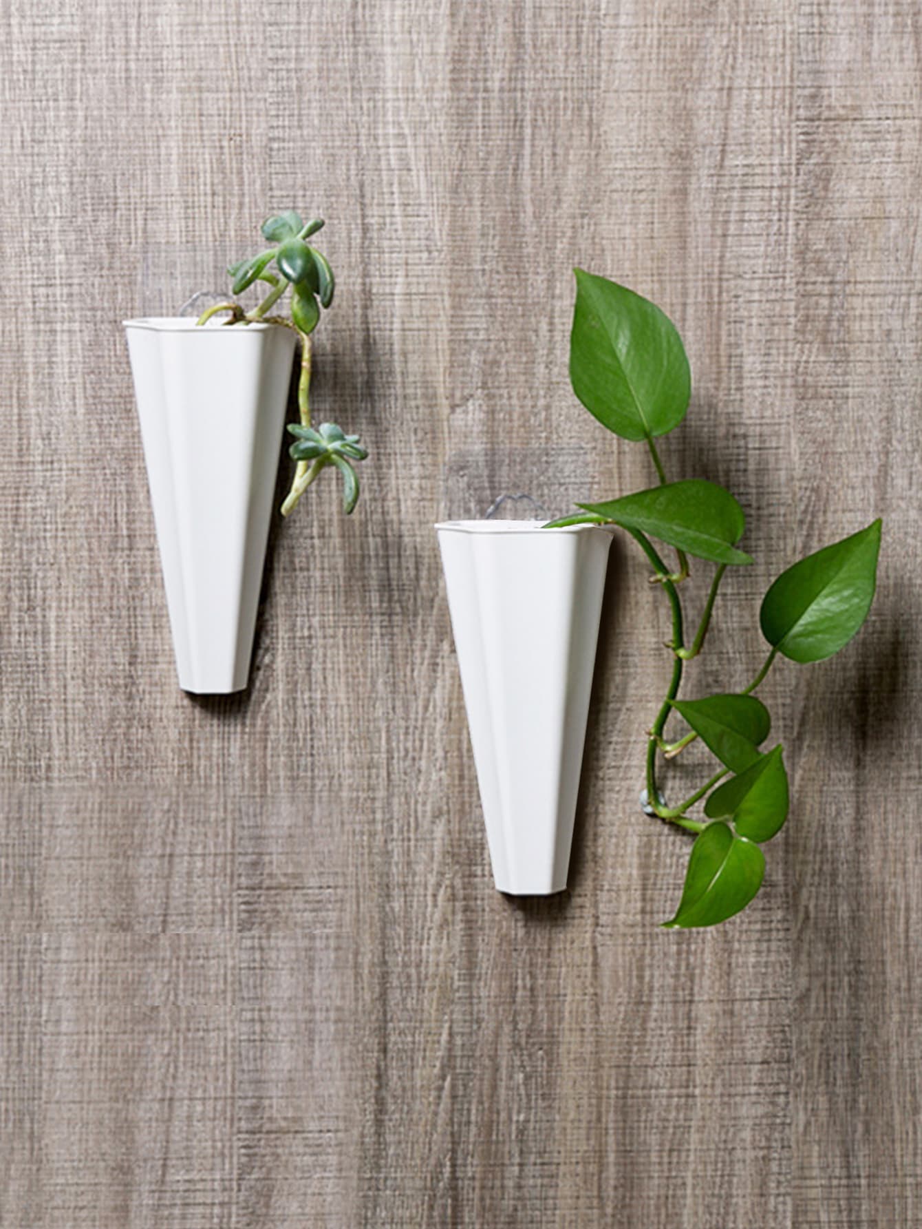 1pc Wall Mounted Plant Container, Modern White Flower Pot For Home - White - View 1