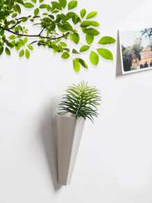 1pc Wall Mounted Plant Container, Modern White Flower Pot For Home - White - View 2