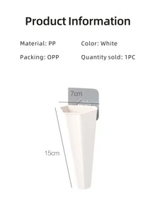 1pc Wall Mounted Plant Container, Modern White Flower Pot For Home - White - View 5