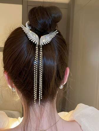 1入組女士水鑽翅膀裝飾奢華頭髮適用於頭髮裝飾用品