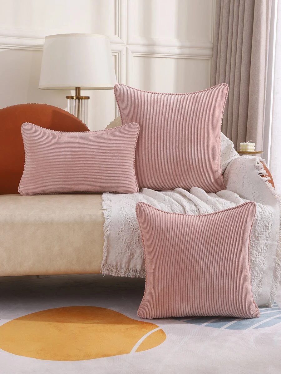 1入組無填充物條紋靠墊套現代梭織面料家居裝飾枕套 - 粉色 - 查看 1