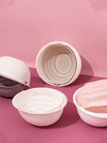 1pc PP Kitchen Drain Storage Basket, Double-layer Kitchen Drain Basket For Kitchen - White - View 4