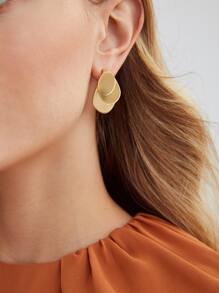 MOTF PREMIUM 1PAIR FASHION COPPER LAYERED GEOMETRIC DESIGN STUD EARRINGS FOR WOMEN FOR DAILY LIFE - Gold - View 3