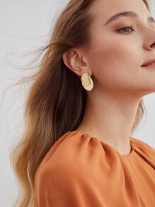 MOTF PREMIUM 1PAIR FASHION COPPER LAYERED GEOMETRIC DESIGN STUD EARRINGS FOR WOMEN FOR DAILY LIFE - Gold - View 4