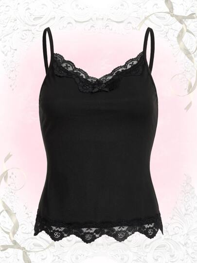 Contrast Lace Cami Top, School