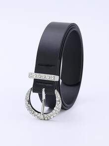 Mujer 1 pieza Cinturón con diseño de diamante de imitación de moda para diariamente - Negro - Ver 1