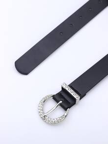 Mujer 1 pieza Cinturón con diseño de diamante de imitación de moda para diariamente - Negro - Ver 3