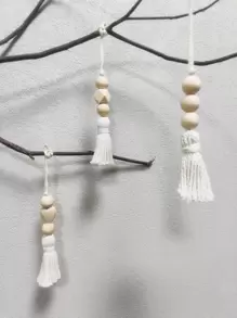 3 cái hạt & tua trang trí treo tường, trang trí treo bằng gỗ hiện đại cho gia đình - Nhiều màu - Xem 6