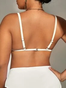 大碼紋理質感比基尼泳裝上衣 - 白色 - 查看 2