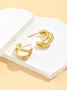 1 对时尚简约不锈钢优雅耳钉，适合女士