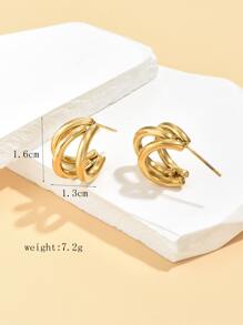 1 对时尚简约不锈钢优雅耳钉，适合女士