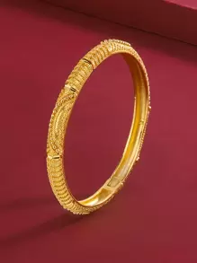 Textured Metal Bangle - Yellow Gold - View 1