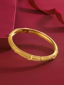Textured Metal Bangle - Yellow Gold - View 3