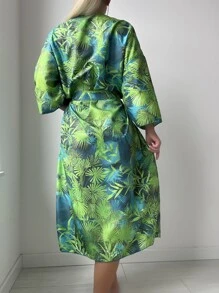 Kimono Nữ Thắt lưng Nhiệt đới - màu xanh lá - Xem 4