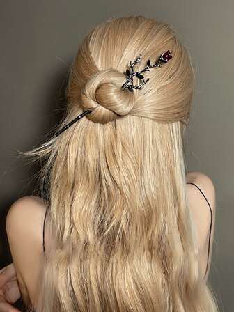 1入組女士花朵裝飾復古髮夾