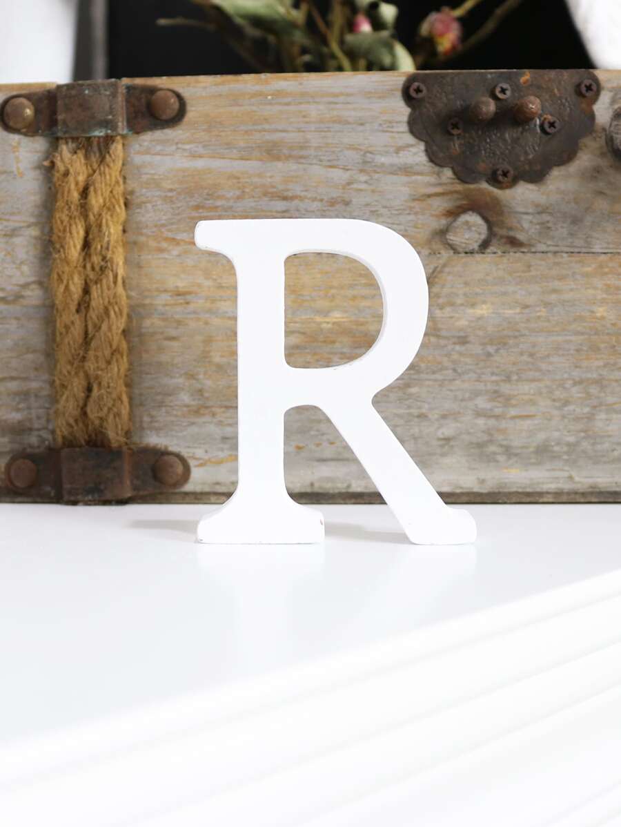 1pc Wood Decoration Object, Letter Design Decoration Craft For Home Best Gifts Birthday - White - View 1