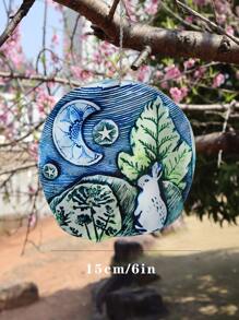 1入組PMMA掛飾可愛兔子和月亮圖案幾何掛飾傢居 - 彩色 - 查看 6