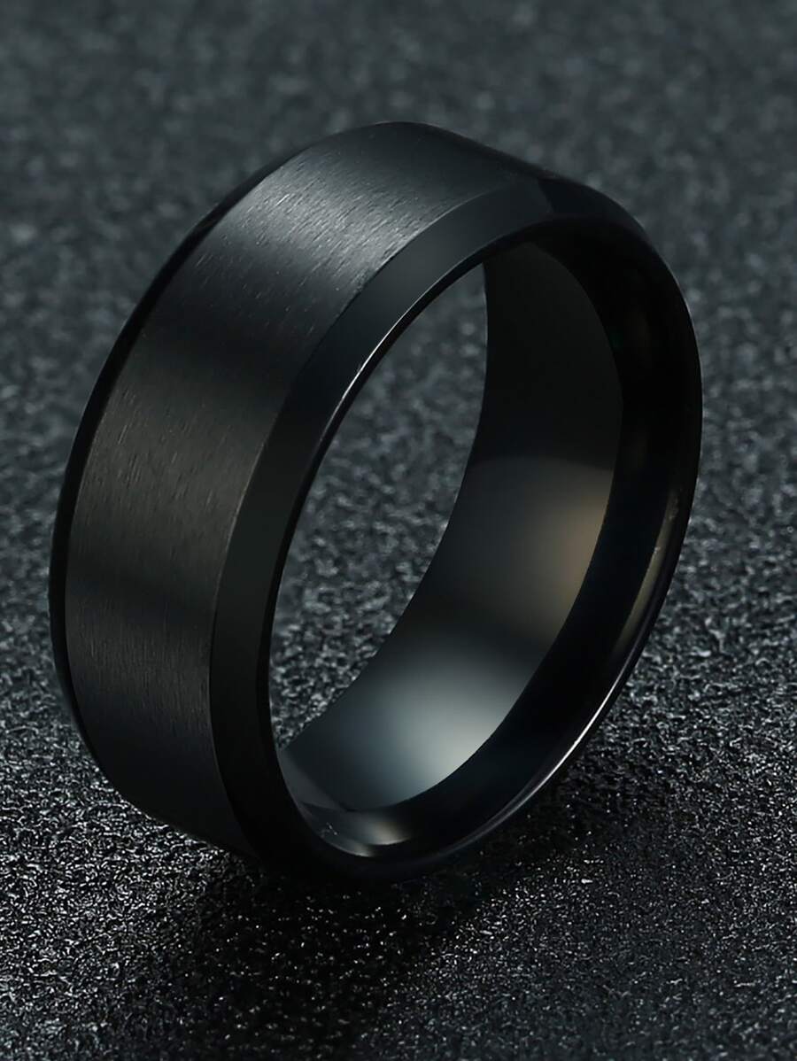 Hombres Anillo minimalista - Negro - Ver 1