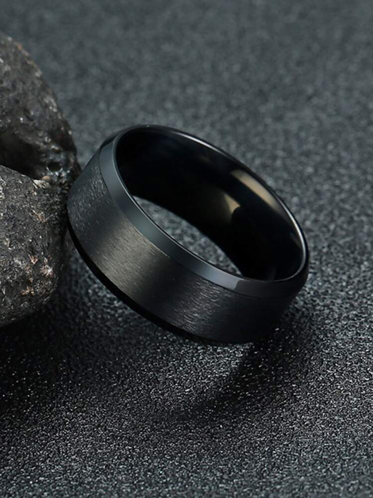 טבעת מינימליסטית לגברים - שחור - ראה 2